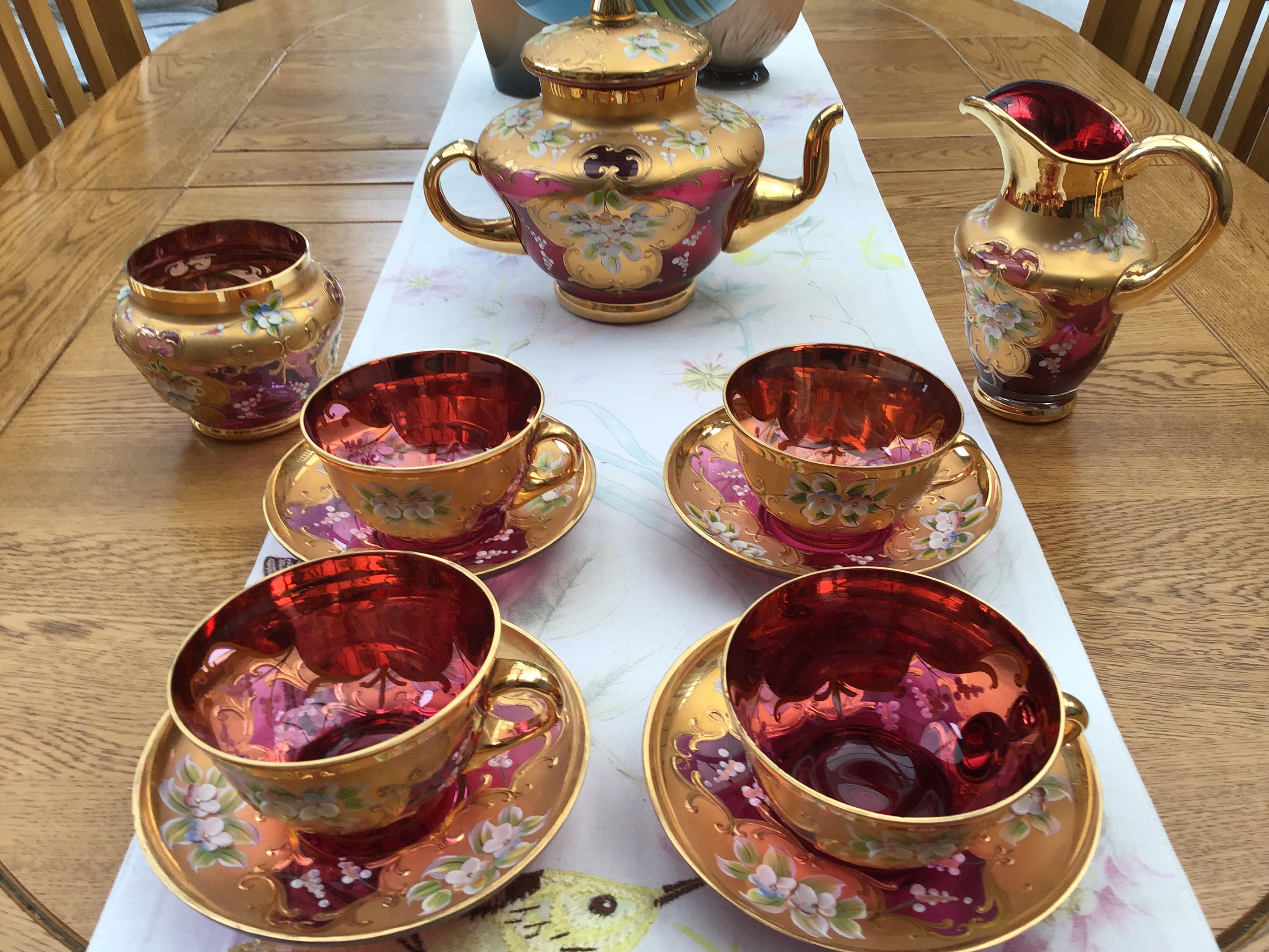 Hand blown Murano glass tea set Etsy