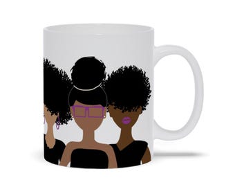 Curly Girl Trio Mug, Inspirational Mug, Melanin Mug, Black Women Mug, Black Girl Magic Mug