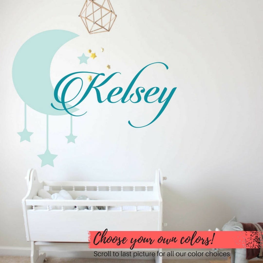 Personalized Moon and Stars Wall Decal: Girls Nursery Decor - Etsy