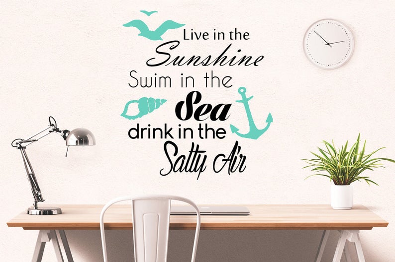 Ocean Vinyl Wall Decal Decor Nautical Decor Beach Quotes Etsy