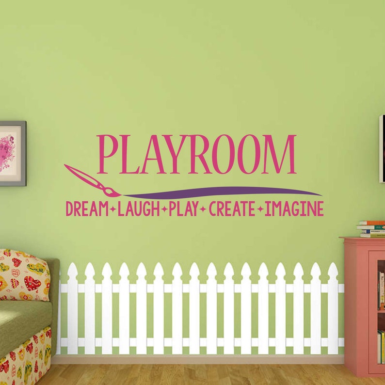 Playroom Decal Play Room Decal Playroom Sign Paint Brush Etsy