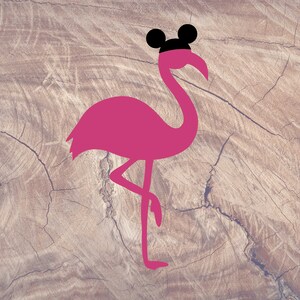 Flamingo with Mickey Ears Vinyl Decal Sticker