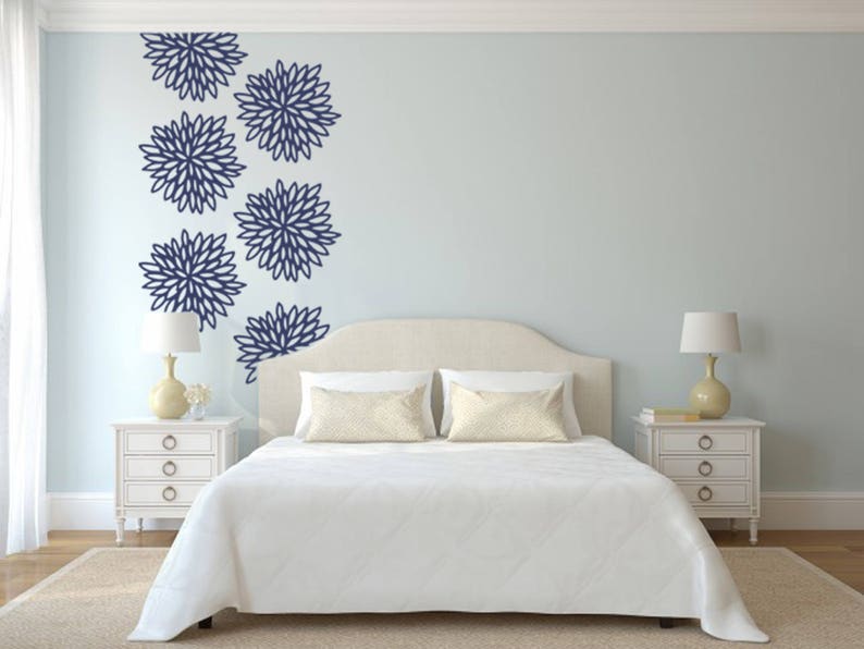 Flower Wall Decals Peony Flower Vinyl Decals Zinnia Decal Set Etsy