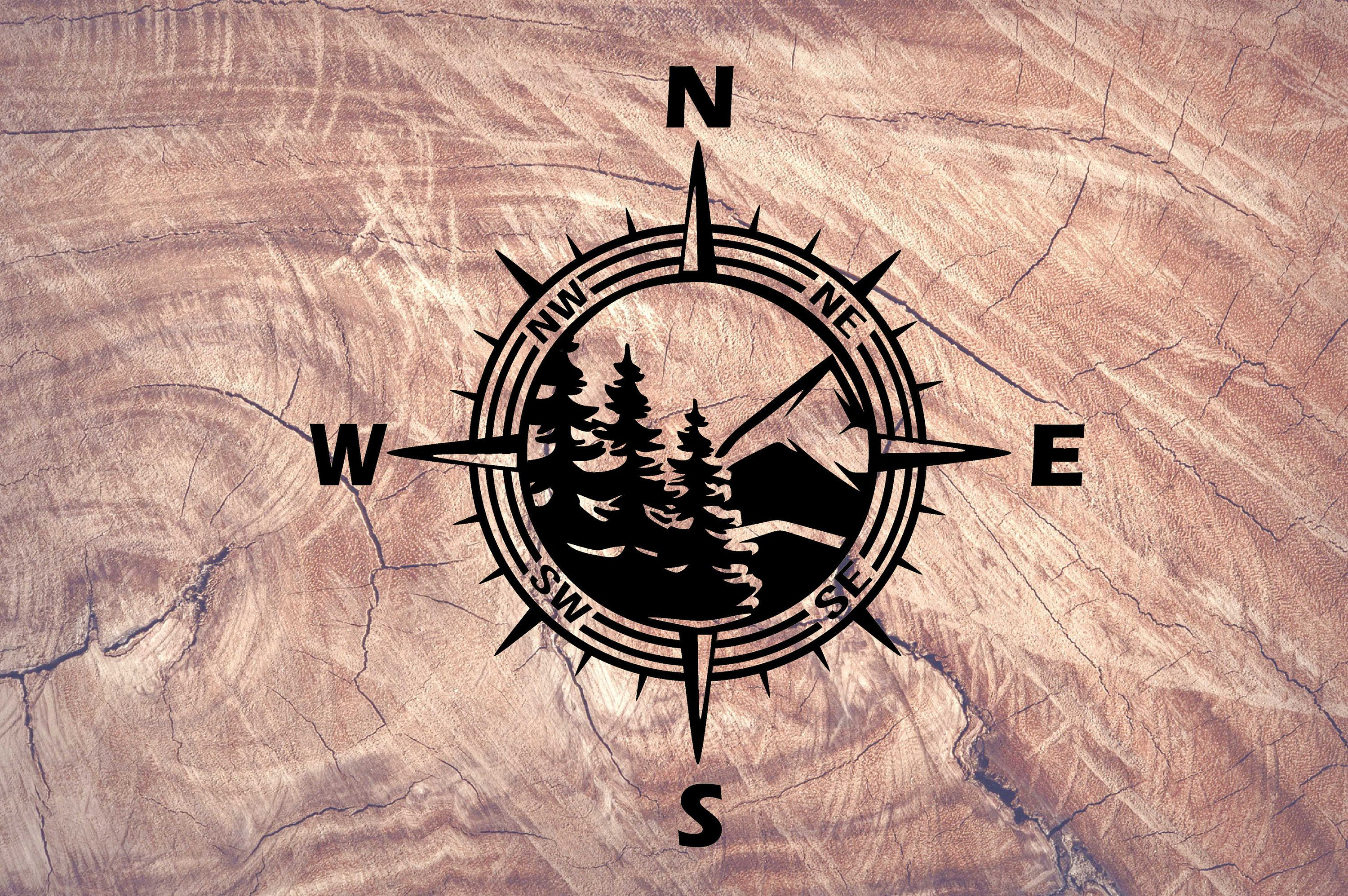 Mountains Decal Compass Mountain Car Decal Laptop Decal Etsy
