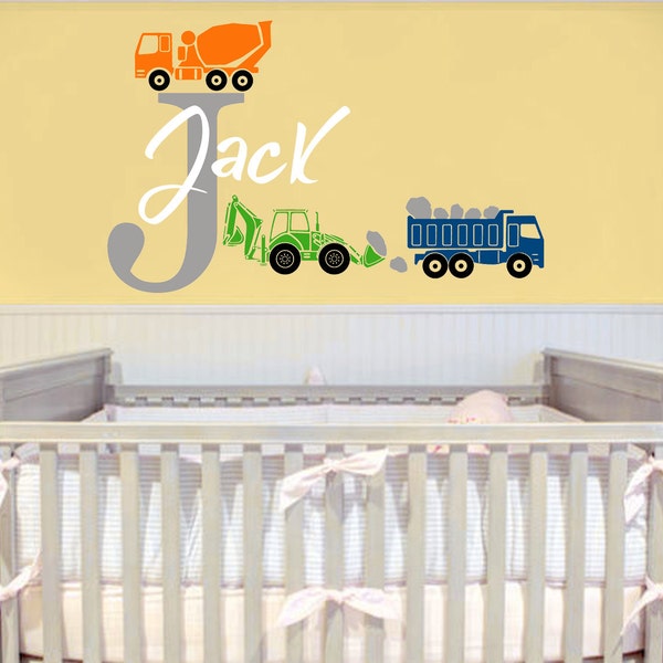 Construction Wall Name Decal Etsy
