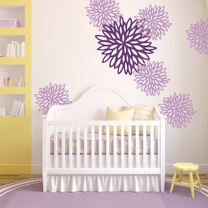 Peony & Zinnia Flower Wall Decals: Nursery Bedroom Vinyl Decor