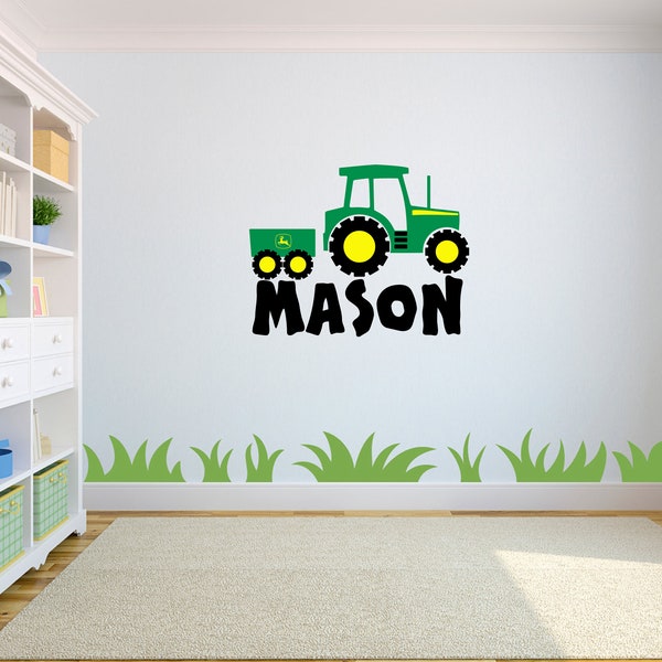 Tractor Decal Set - Initial & Name Personalized Tractor Wall Decal - Boys Bedroom Wall Art - Tractor - playroom decal - Tractor decor