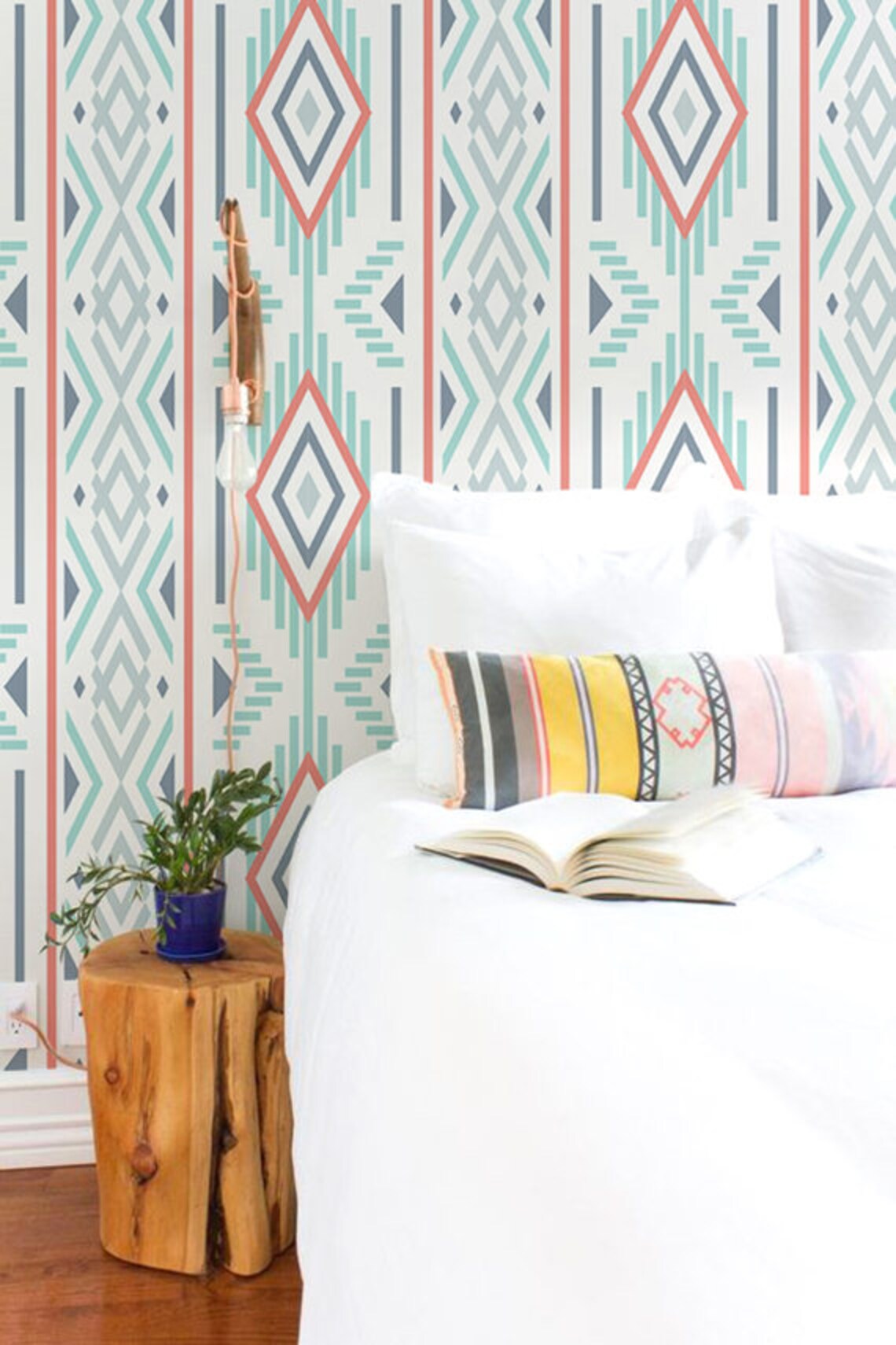 Ikat pattern self adhesive wallpaper Geometric wall decals | Etsy