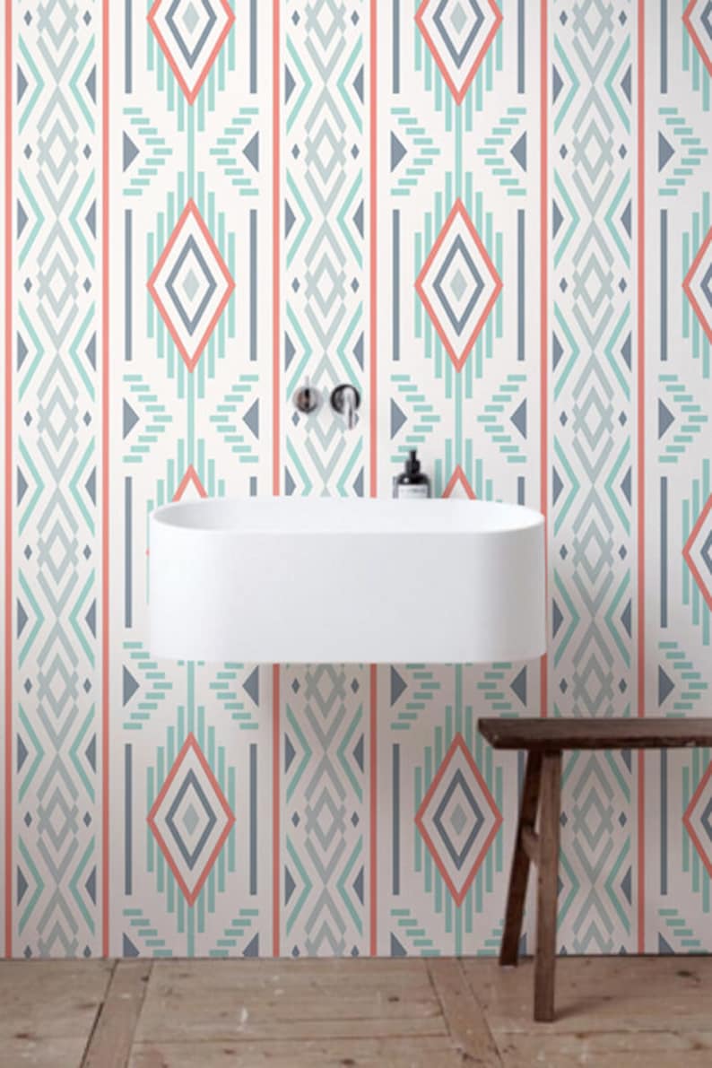 Ikat pattern self adhesive wallpaper Geometric wall decals