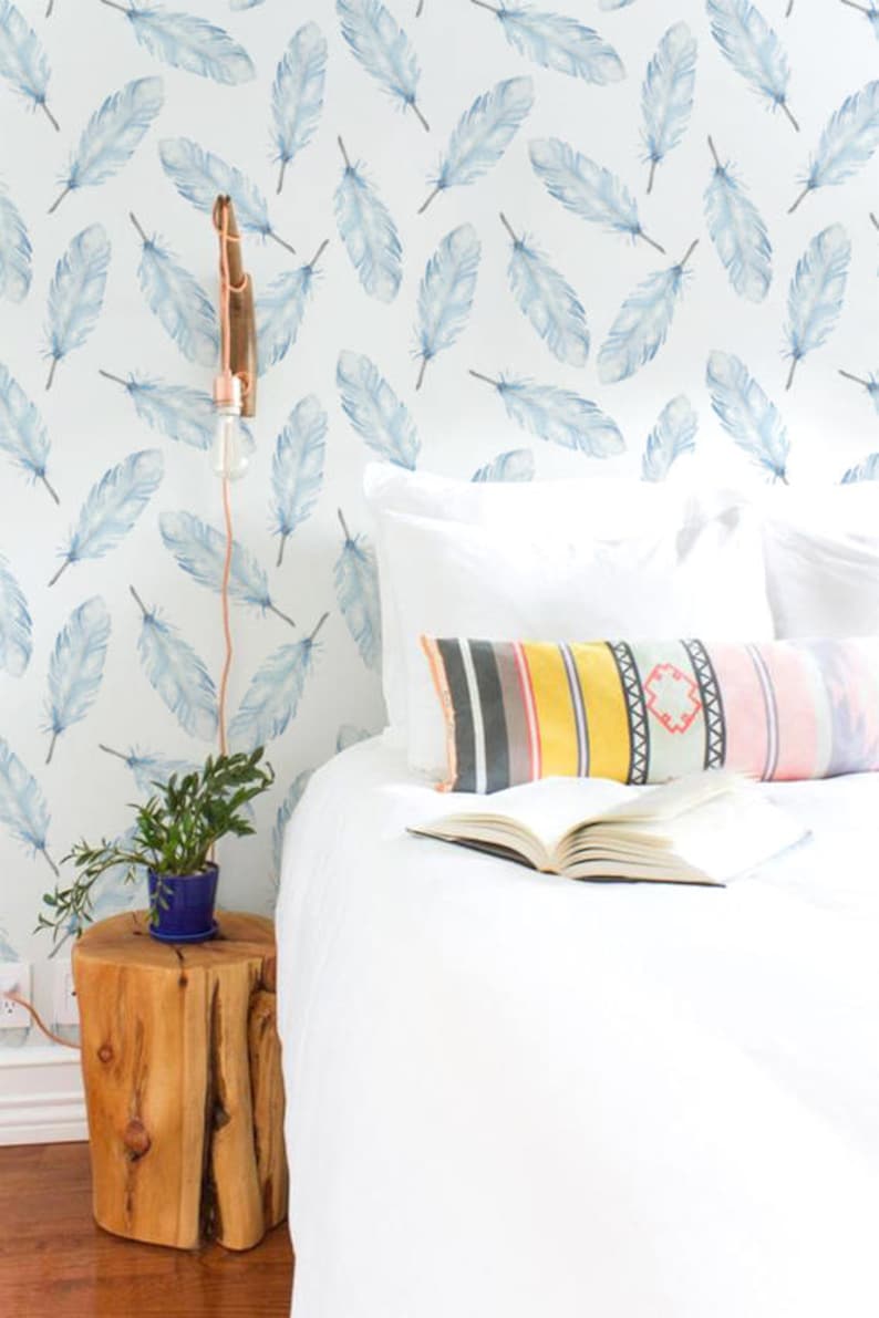 Boho Decal Feather Temporary Wallpaper Aztec Wall Decal Etsy