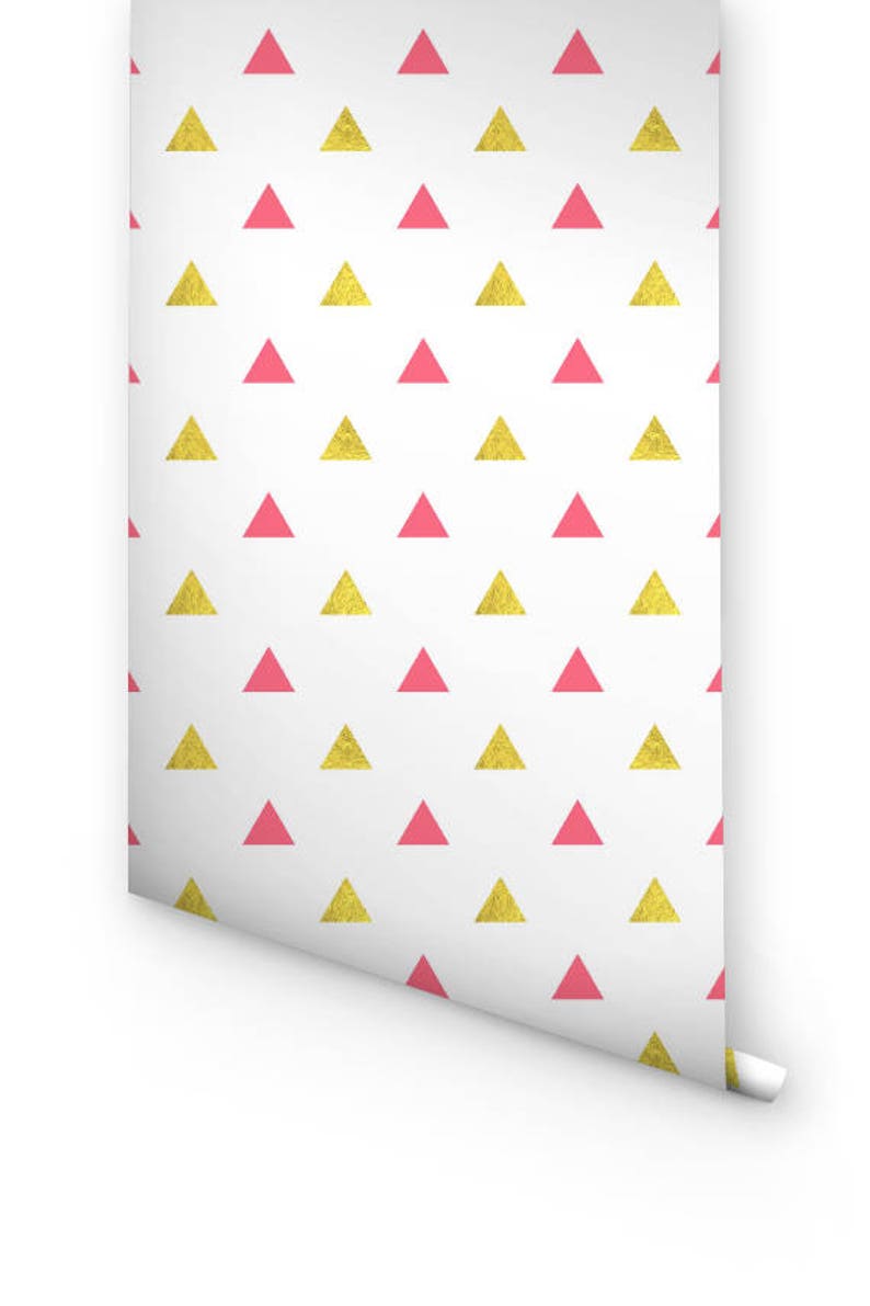 Pink & Gold Triangle Pattern Self Adhesive Wallpaper Trinagle Etsy