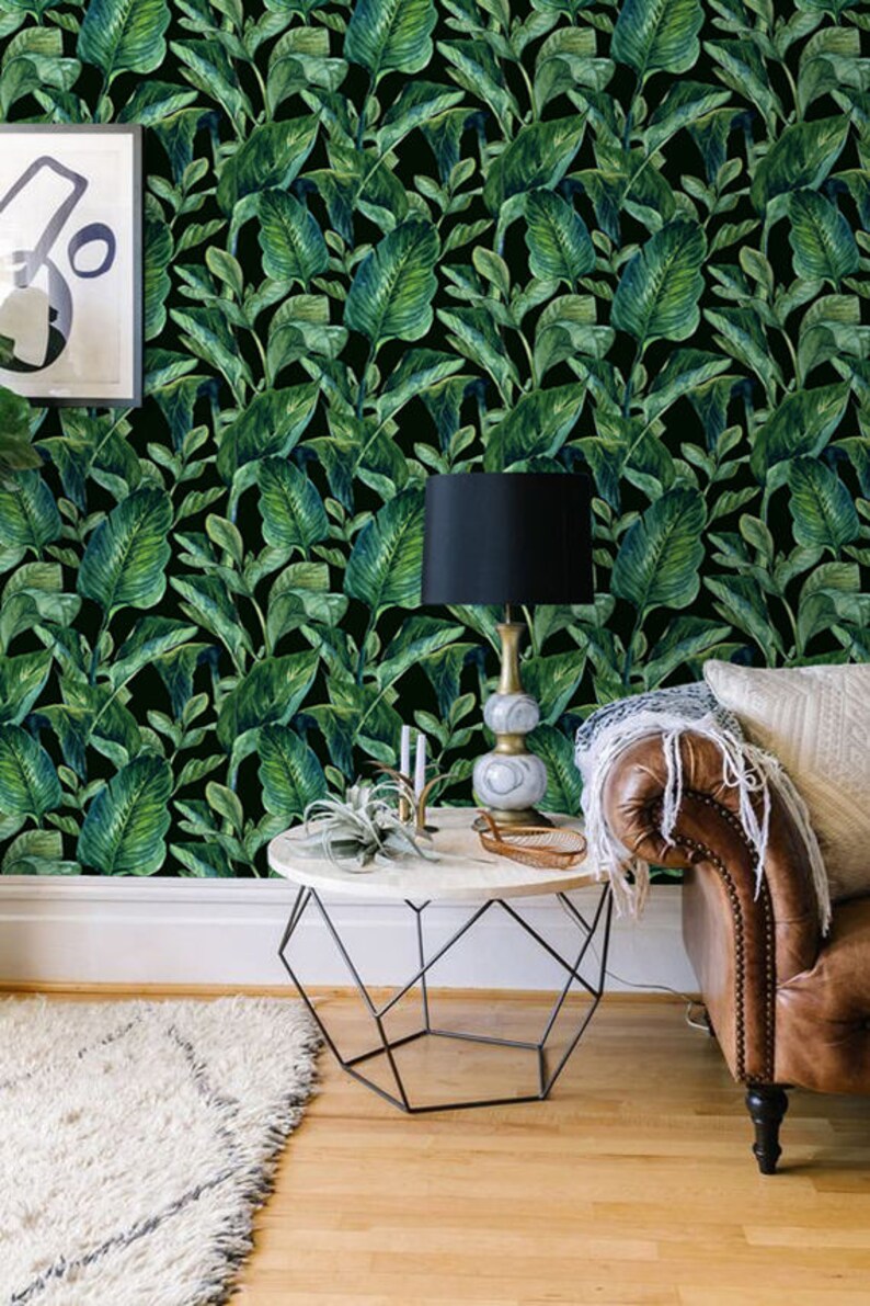Tropical Wallpaper Peel and Stick Wallpaper Leaves | Etsy