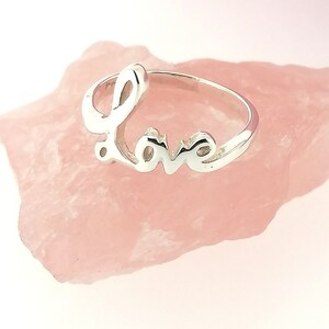 Sterling Silber Liebe Ring, Schreibschrift Buchstabe Liebe Wort, Versprechen Ring, Frau Freundin Valentinstag Jahrestag Geschenk für Sie