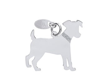 Jack Russell Dog Silhouette Pendant Solid Sterling Silver with 18" Silver Chain Necklace