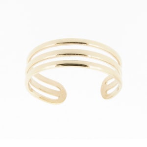 Solid 9ct Yellow Gold Triple Band Design Toe Ring, Adjustable Boho Jewellery, Ladies Beach Fashion