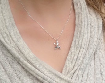 Frog Pendant Sterling Silver with Silver Chain Necklace, Womens Girls Small Frog, Animal Jewellery