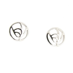 Sterling Silver Round Rennie Mackintosh Rose Stud Earrings Womens Girls,