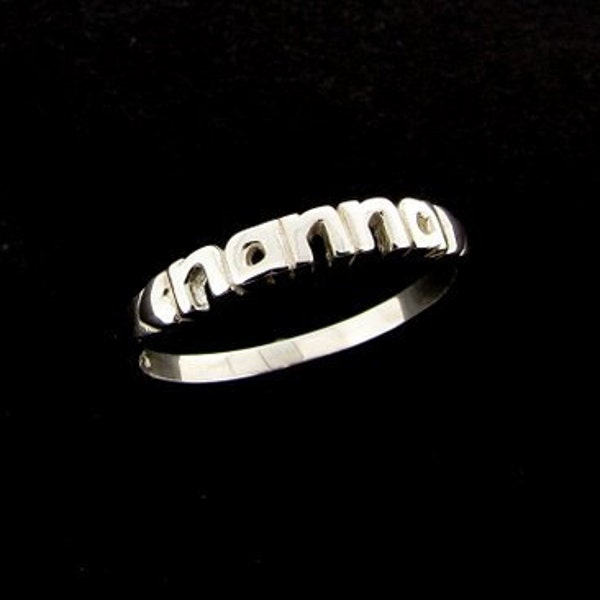 Nanna Band Ring Sterling Silver, Nan Birthday Gift, Mother's Day Gift, Nanna Word Ring with Hearts, UK Sizes H to V  USA Sizes 4 to 10.5,