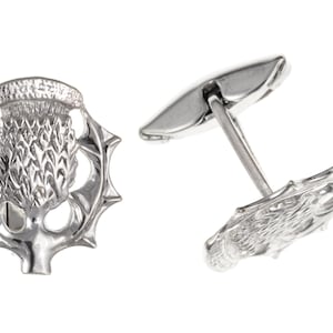 Sterling Silver Scottish Thistle Cufflinks Men&#39;s