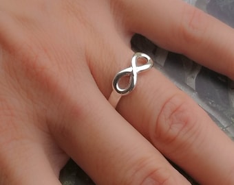 Solid Sterling Silver Infinity Knot Symbol Design Band Ring, UK Sizes K to Q, USA Sizes 5 to 8, Ladies Girlfriend Gift