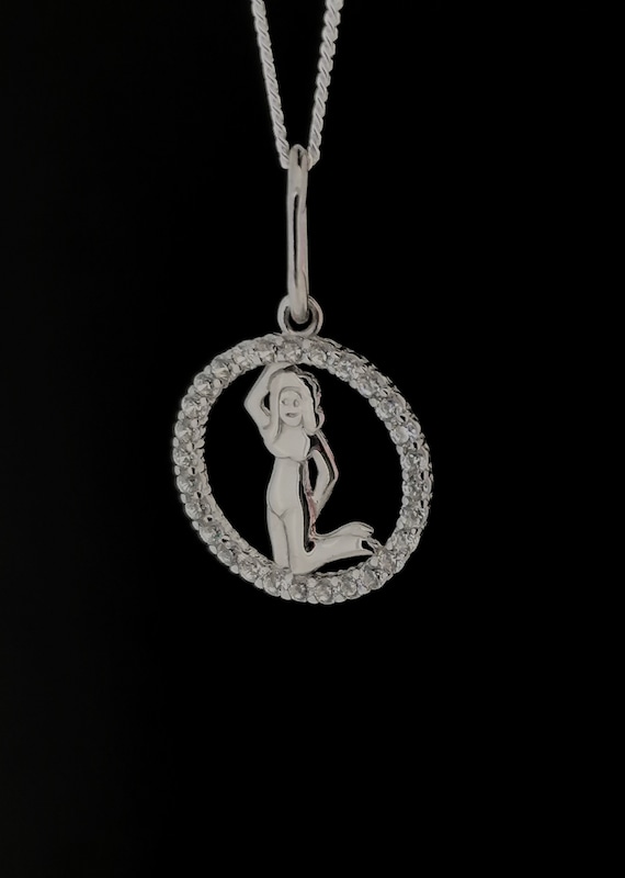 Pendentif En Argent Massif 925 – Signe Du Zodiaque Vierge – Occasion Superbe état