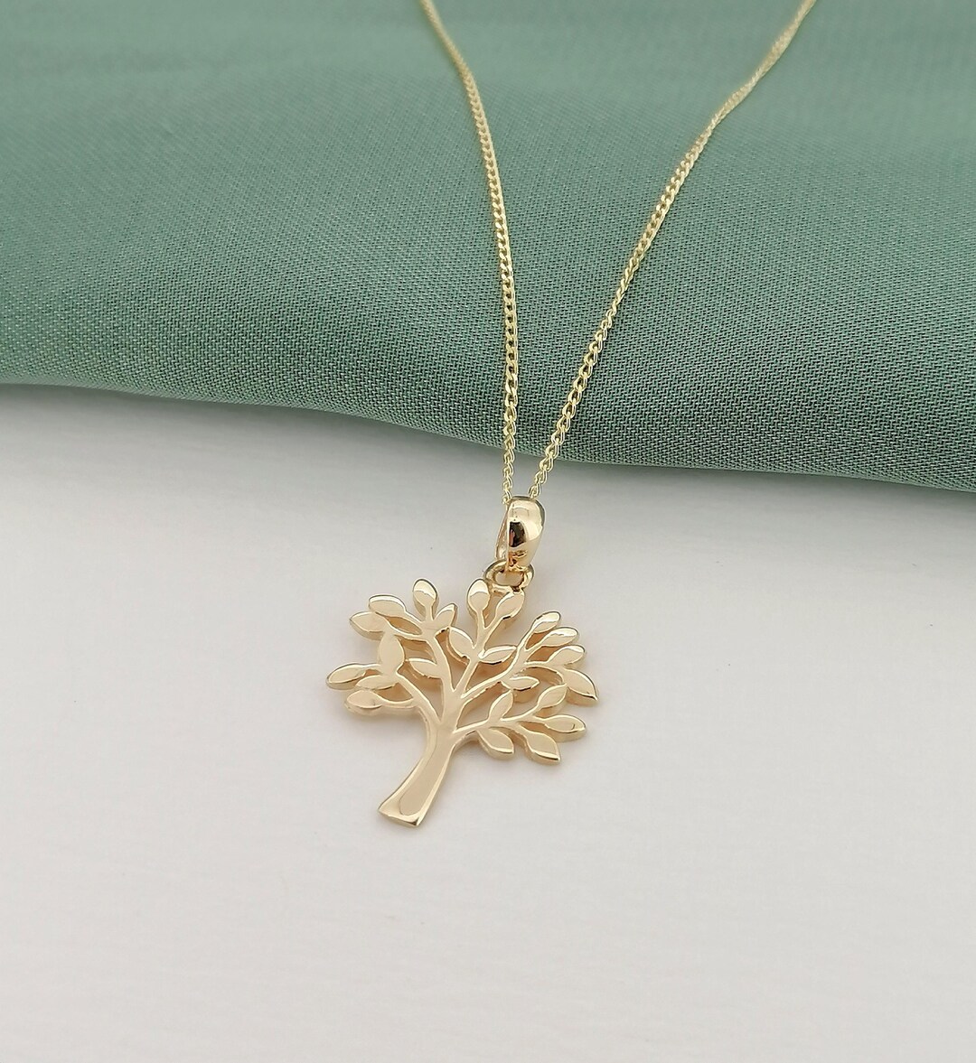 Tree of Life Pendant Solid 9ct Yellow Gold, Womens Christian Family ...