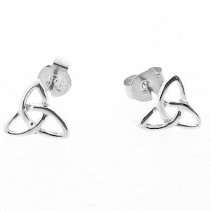 Sterling Silver Celtic Trinity Knot Triquetra Stud Earrings, Ladies Celtic Jewellery