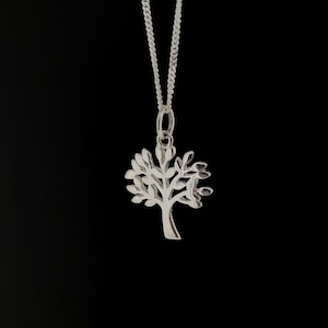 Sterling Silver Tree of Life Pendant, Ladies Bodhi Tree, Minimal Tree of Knowledge Necklace