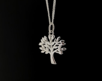 Sterling Silver Tree of Life Pendant, Ladies Bodhi Tree, Minimal Tree of Knowledge Necklace