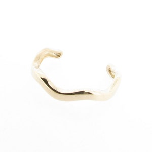 Solid 9ct Yellow Gold Plain Wavy Band Design Toe Ring Adjustable, Solid 375 Gold Toe Rings, Minimalist Boho Body Jewellery