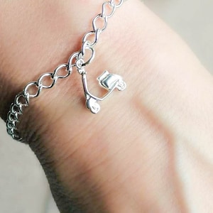 Sterling Silver Vespa Charm, Traditional Italian Scooter Charm, Charms of Italy