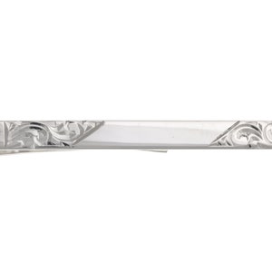 Solid Sterling Silver Men's Tie Slide Clip, Engine Turned Engraved Design, Gift for Him