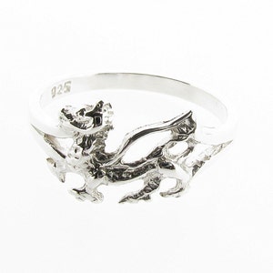 925 Sterling Silver Welsh Dragon Ring, Mens Womens Symbol of Wales Patriotic Jewellery, Red Dragon Y Ddraig Goch Ring, Welsh Heritage Gift