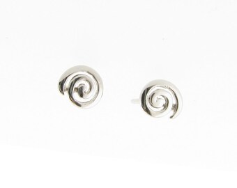 Sterling Silver Small Taino Spiral Petraglyph Stud Earrings, Minimalist Swirl Jewelry, Ladies Girls Birthday Gifts, Eternal Life Symbol