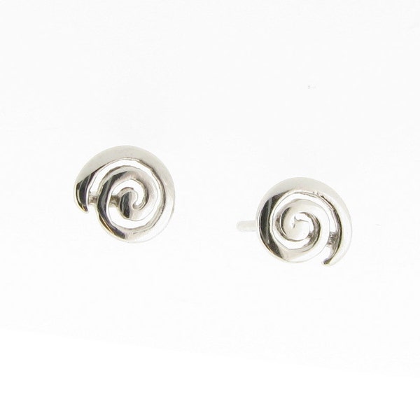 Sterling Silver Small Taino Spiral Petraglyph Stud Earrings, Minimalist Swirl Jewelry, Ladies Girls Birthday Gifts, Eternal Life Symbol