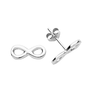 Peut inclure: Une paire de boucles d'oreilles en argent en forme de symbole infini. Les boucles d'oreilles sont petites et délicates, et elles sont parfaites pour un usage quotidien.