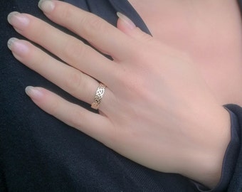 Ladies Solid 9ct Yellow Gold Irish Celtic Infinity Knot 5mm Ring, Womens Celtic Wedding, 9K Gold Braided Knots Band, Symbol of Love Jewelry