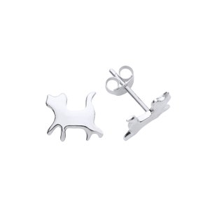 Cat Stud Earrings Sterling Silver Children&#39;s Ladies Minimalist