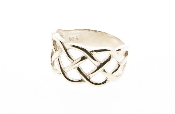 Anello con nodo celtico - Eternità infinita a trama aperta - Argento sterling 925 con marchio di garanzia - Gioielli scozzesi - Italia