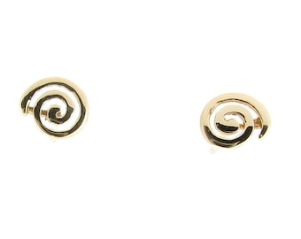 May include: A pair of gold-toned earrings with a spiral design.