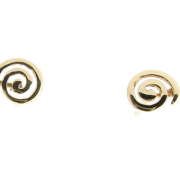 Solide 9 Karat Gelbgold Taino Spirale Petroglyph Swirl Design Ohrstecker Damen