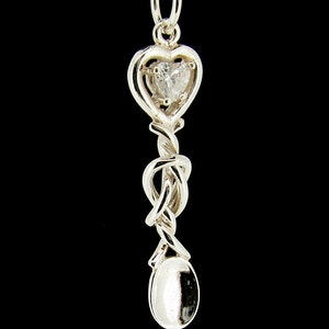 Sterling Silver Welsh Love Spoon Heart Cubic Zirconia Pendant & Chain Necklace, Womens Single Wales Love Spoon, Ladies Welsh Heritage Gift