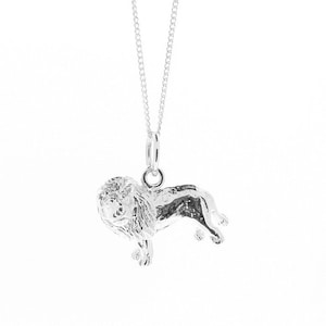Sterling Silver Small Lion Pendant Necklace,