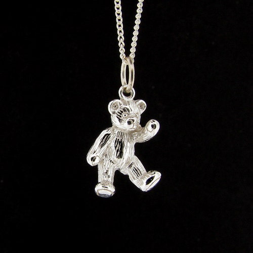 Sterling Silver Teddy Bear Necklace. Toy Charm. Story Etsy
