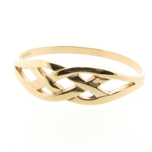 Ladies Celtic Ring Solid 9ct Yellow Gold, Irish Celtic Infinity Love Knot Design, Womens Slim Braided Ring, Symbol of Love Gift for Her