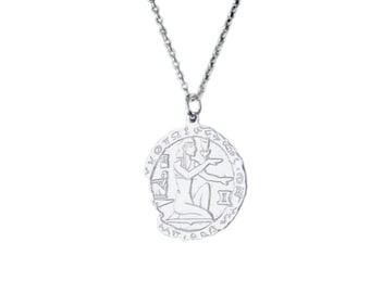Men's Sterling Silver Ancient Egypt Pharaoh King Medallion Pendant, Symbol of Kings Necklace, Egyptian Art Jewellery