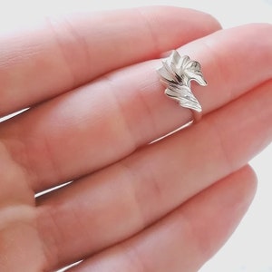 Anel de folha de prata esterlina, símbolo de vida de fertilidade, esperança e crescimento feminino