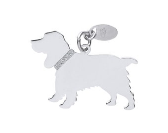 Cocker Spaniel Dog Silhouette Pendant Solid Sterling Silver with 18" Silver Chain Necklace