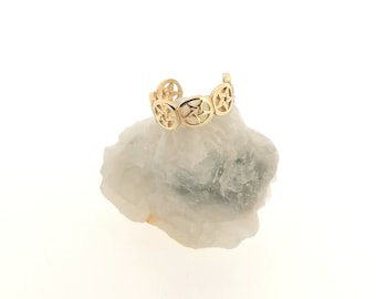 Solid 9ct Yellow Gold Stars Design Adjustable Toe Ring, Celestial Body Jewelry, Womens Fashion Jewellery, 9K Gold Open Band Ring