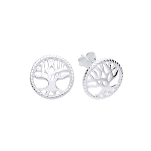 Sterling Silver Tree of Life Design Stud Earrings, Tree of Knowledge, Ladies Boho Jewellery